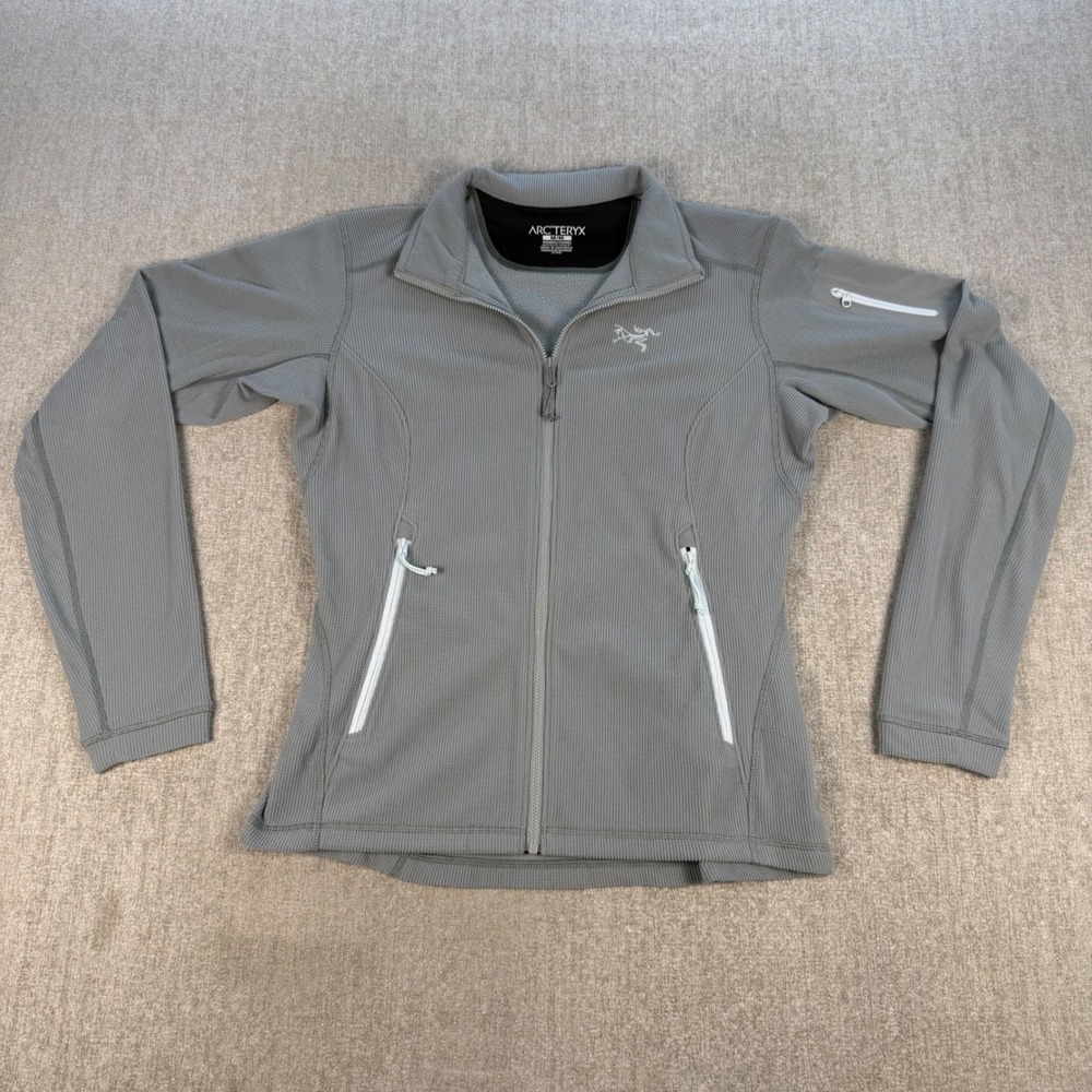 Arc'teryx Delta LT Jacket Women Size M Grey Full Zip Waffle Fleece Midweight